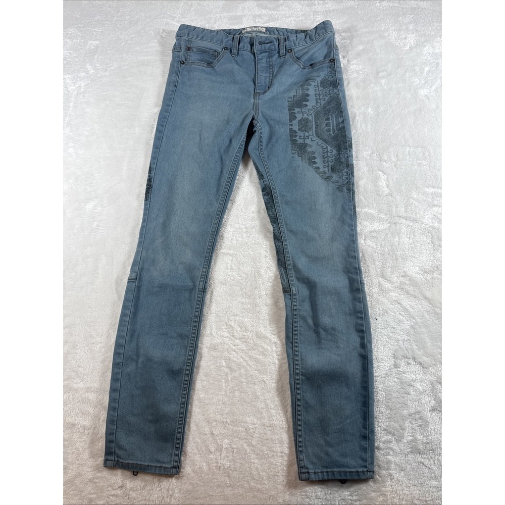 Free People FP Jeans Size‎ W 28 Skinny Jean Geometric Pattern Calf Zip Up